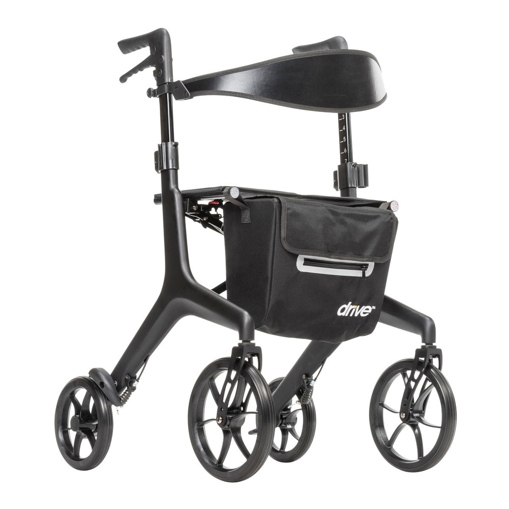 AeroCarbon Ultra-Lite carbon fiber rollator in Black, three-quarter view