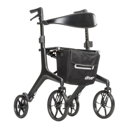 AeroCarbon Ultra-Lite carbon fiber rollator in Black, three-quarter view
