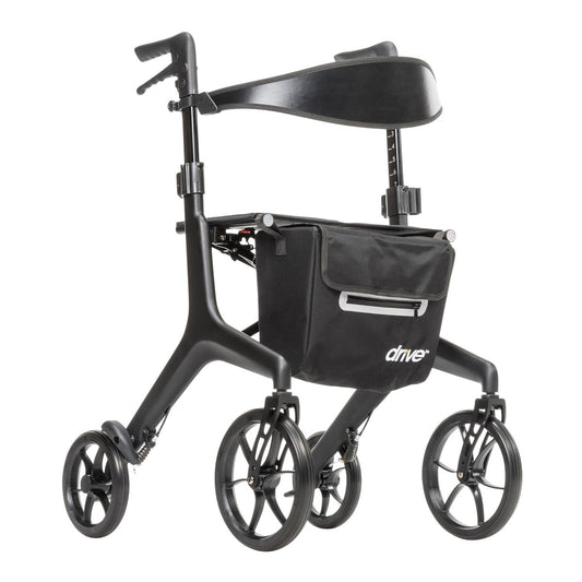 AeroCarbon Ultra-Lite carbon fiber rollator in Black, three-quarter view