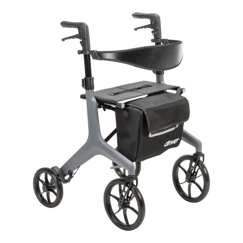 AeroCarbon Ultra-Lite carbon fiber rollator in Gray, three-quarter view