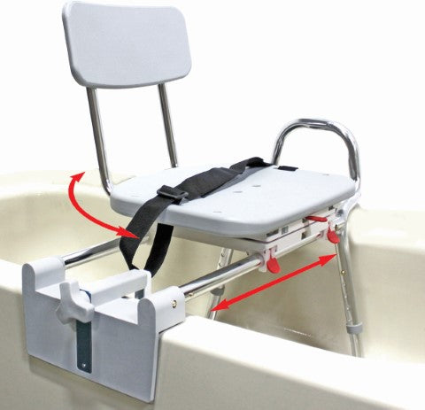Snap-N-Save Sliding Tub-Mount Transfer Bench | Swivel Seat