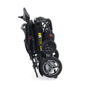 Golden Stride GP301 folded upright on its kickstand for compact storage