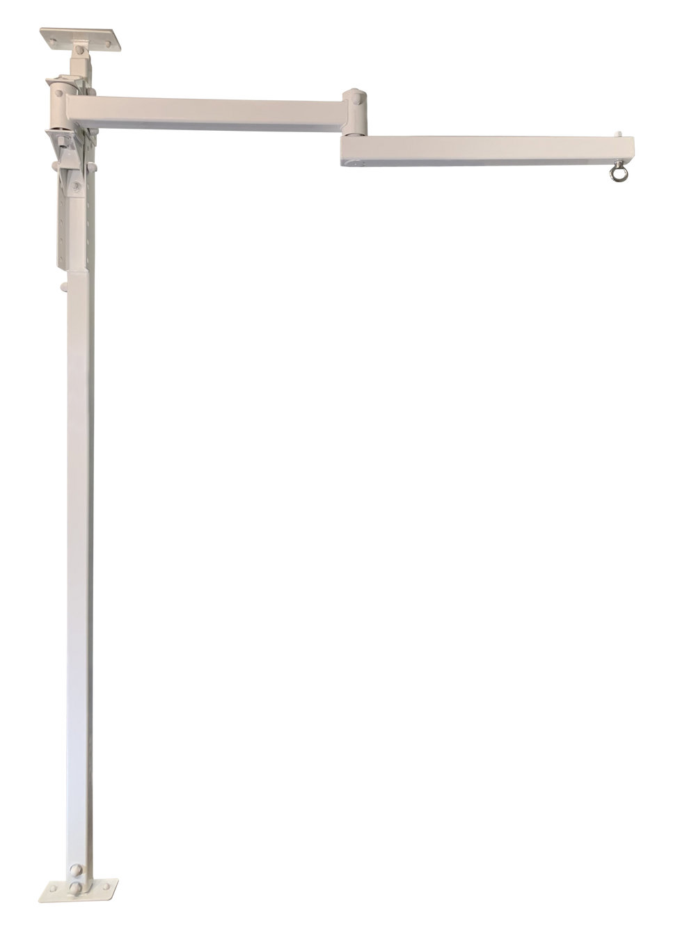 LRT Lift-Rotate-Transfer system: floor-to-ceiling mast with the articulating arm open
