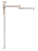 LRT Lift-Rotate-Transfer system: floor-to-ceiling mast with the articulating arm open