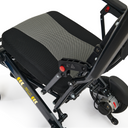 Close-up of the Golden Stride GP301 seat cushion and one-step folding release
