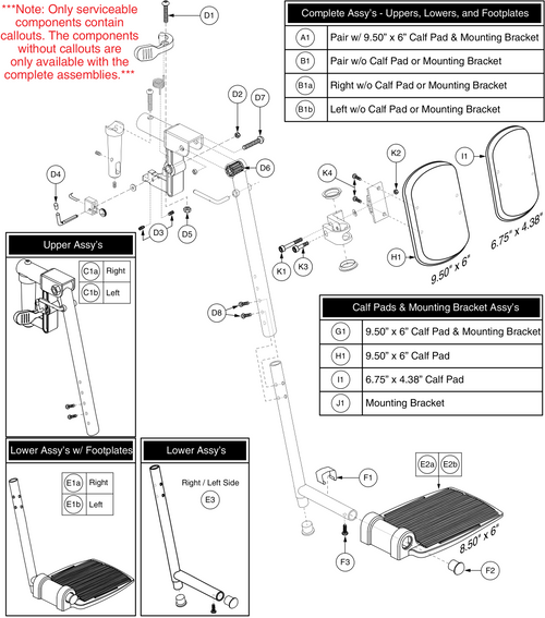 Elevating Leg Rests with 8.5″×6″ Foot Plates (pair)