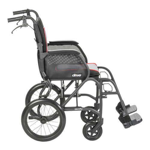 AeroFly Ultra-Lite transport chair in Black / Red, side view