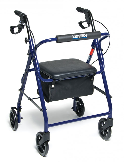 Lumex Basic Four-Wheel Rollator with Padded Seat