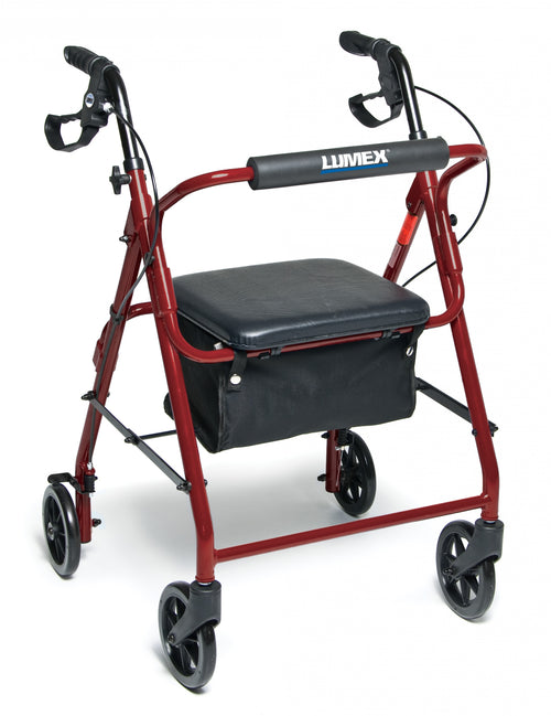 Lumex Basic Four-Wheel Rollator with Padded Seat - Image 2