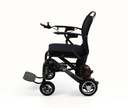 Monarch MM60 Carbon power wheelchair, three-quarter view from the left showing the footplate