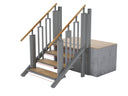 Manufacturer render of the Liftup FlexStep showing the infrared light curtain that monitors every gap between the steps and the platform