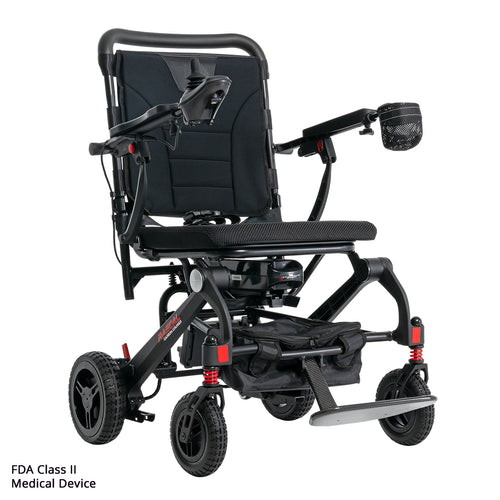 Rascal Carbon Cruiser folding electric wheelchair — front three-quarter view