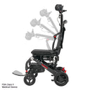 Rascal Carbon Cruiser — side view with backrest and joystick folding positions