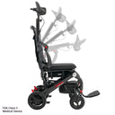 Rascal Carbon Cruiser — side profile with joystick arm swing positions