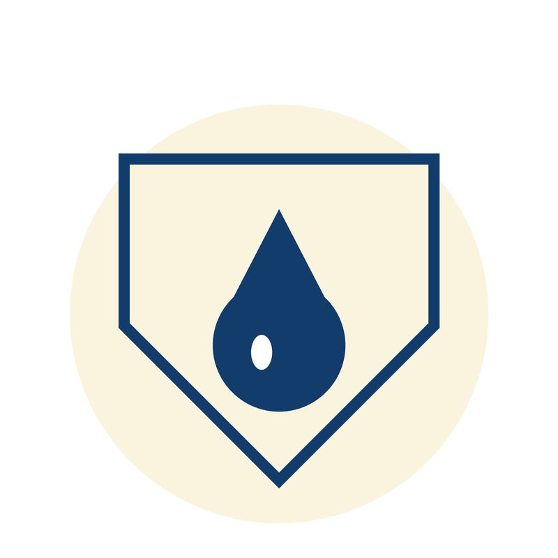 Incontinence help — neutral droplet and shield icon (no product depicted)