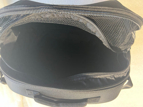 Golden hard-sided travel case MBA-BAG-GSBP — interior with mesh partition