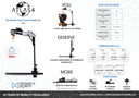 Monarch Atlas 4 sell sheet, standard base: 88 lb lifting capacity, 31 lb total weight, 14 lb heaviest part, manual fold, lithium 2.4 Ah; dimensions length 35.6 in, width 40.9 in, fork height 35.8–46.8 in, rod length 38.5 in, folded 35.6 in long, 40 in wide, 39 in high.