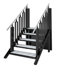 Liftup FlexStep in staircase mode: five checker-plate treads in a black frame with stainless handrails